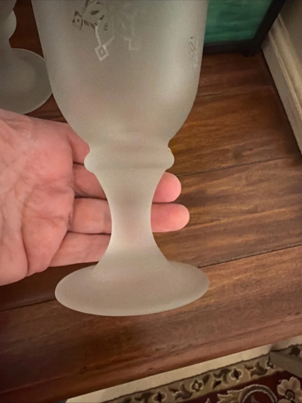 Frosted Snowflake Wine Goblets - Set of 6 vintage Libbey glass ware